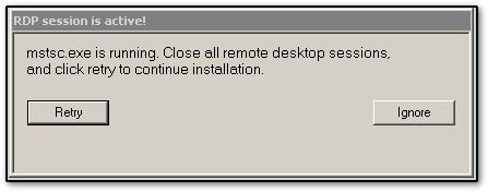 Image of installation error.